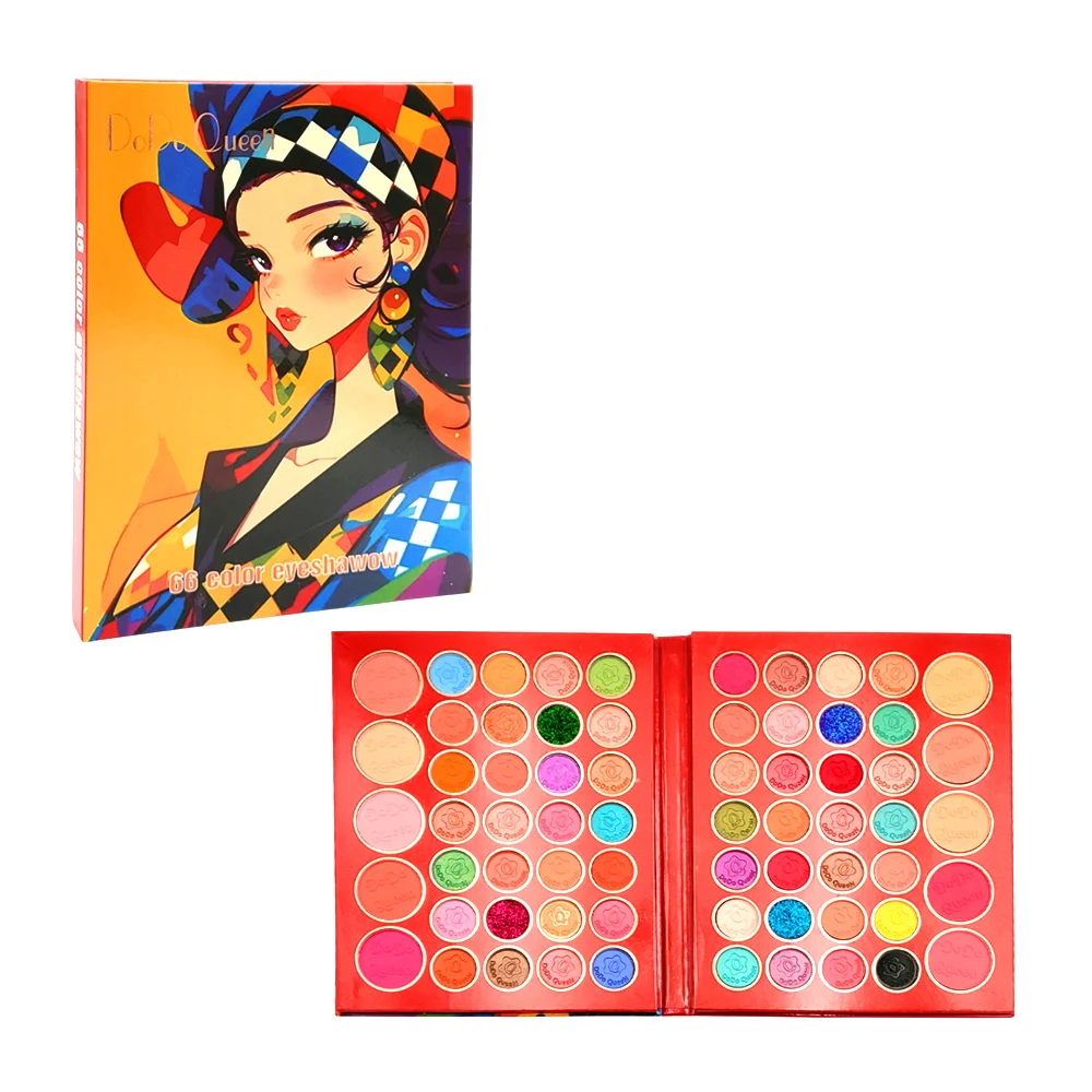 Paleta de sombras dodo queen con 66 tonos mate, satinado y glitter, variedad de diseños y colores / 66 color eyeshawow / 8157 / 8156