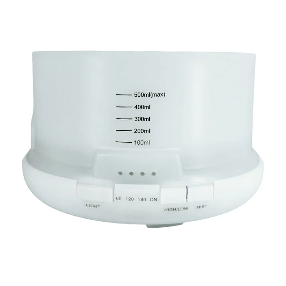 Humidificador difusor grande de plástico blanco con luces led, control y capacidad de 500ml / aroma diffuser lift of leisure