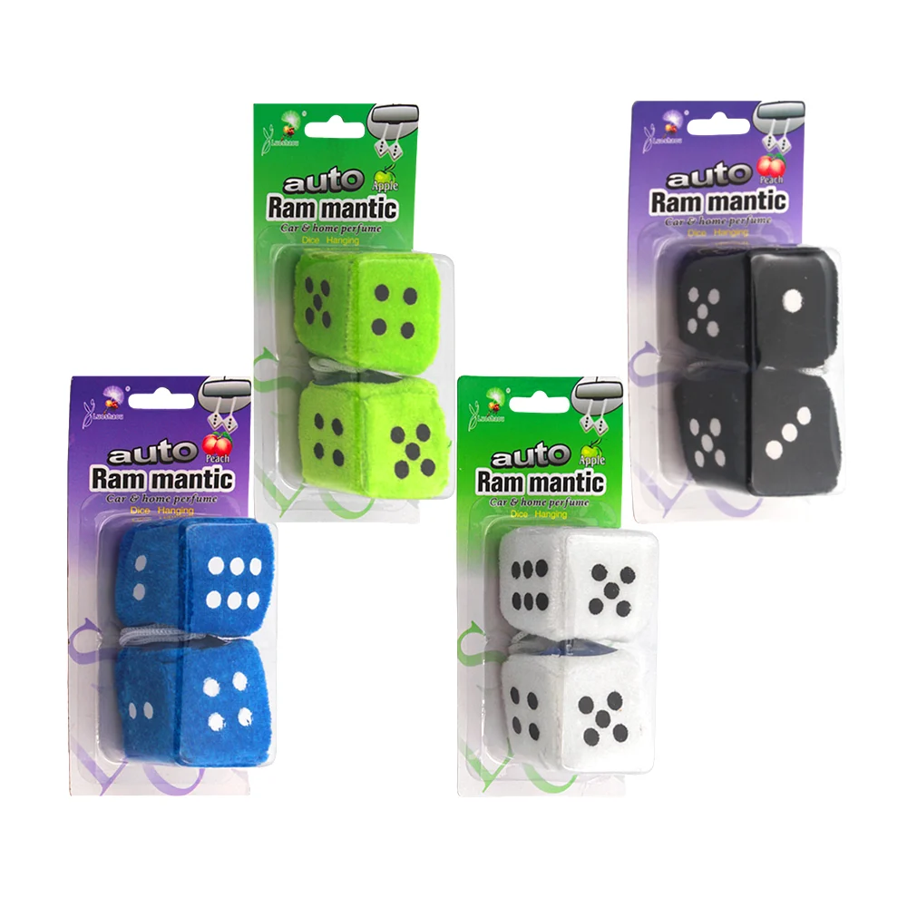 Aromatizante - ambientador colgante en forma de dados para auto, afelpados, variedad de aromas y colores / yq-044 / auto ram mantic / dice hanging