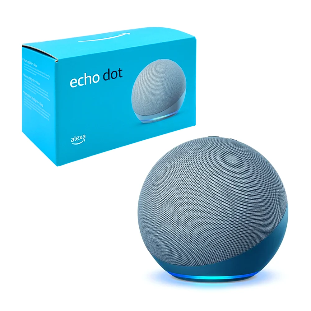 Bocina alexa echo dot 4ta generación, redonda sonido omnidireccional, con luzy botones, variedad de funciones, color gris azulado / alexa twilight blue / 0802-0374 / B7W64E-2
