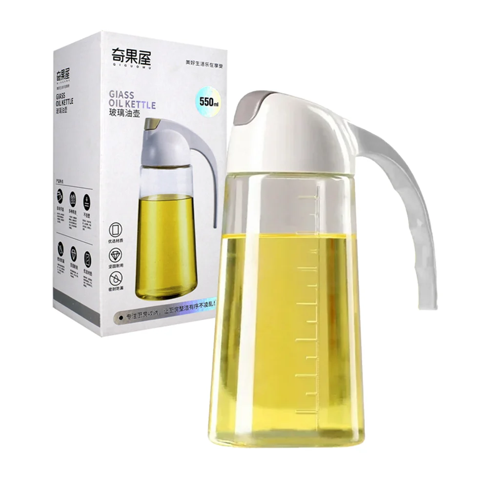 Botella dispensadora transparente qiguowu de cristal con capacidad de 550ml para aceite, variedad de colores / glass oil kettle / 8552