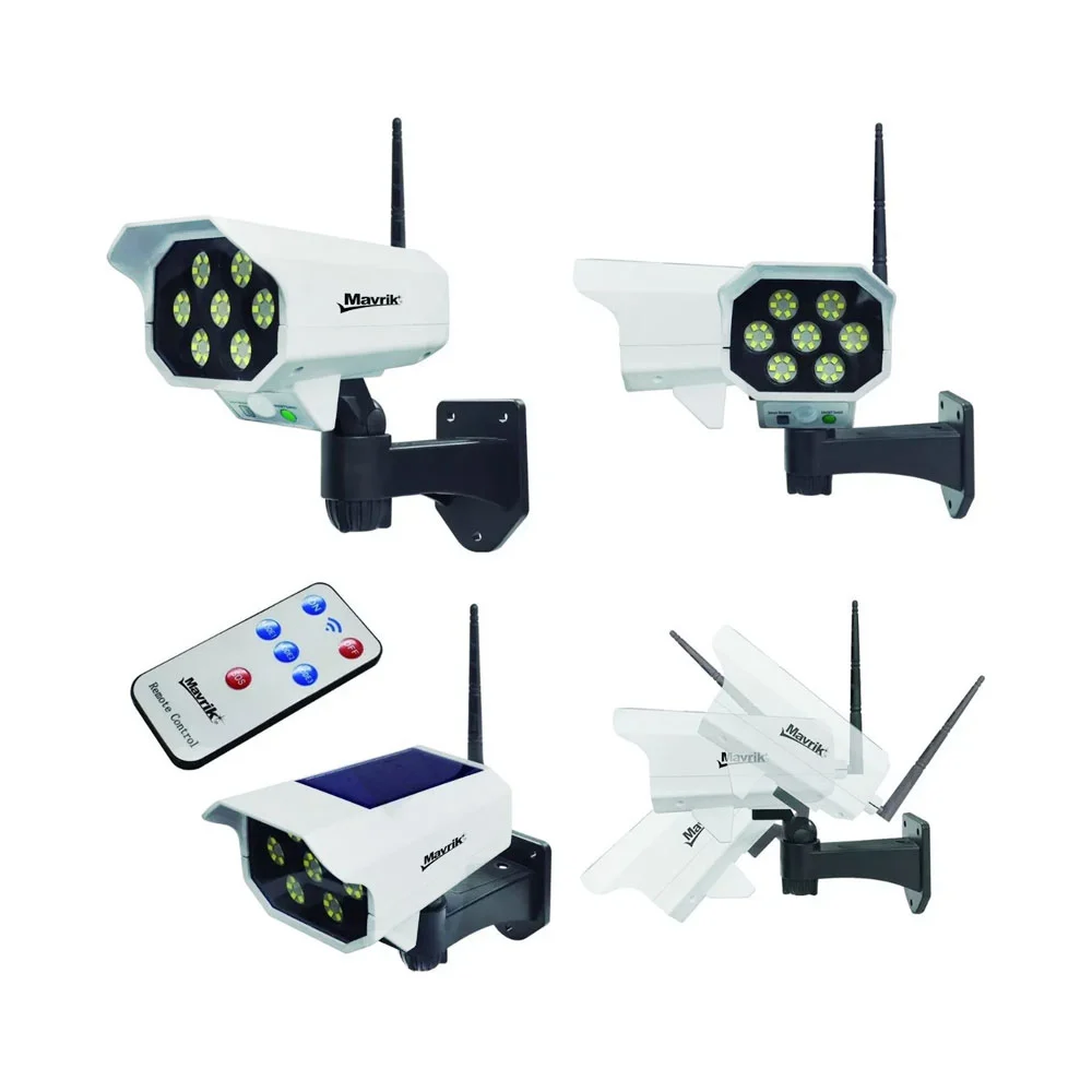 Lámpara solar de luz blanca con sensor de movimiento y diseño tipo cámara de seguridad + control remoto / mavrik / 8604
