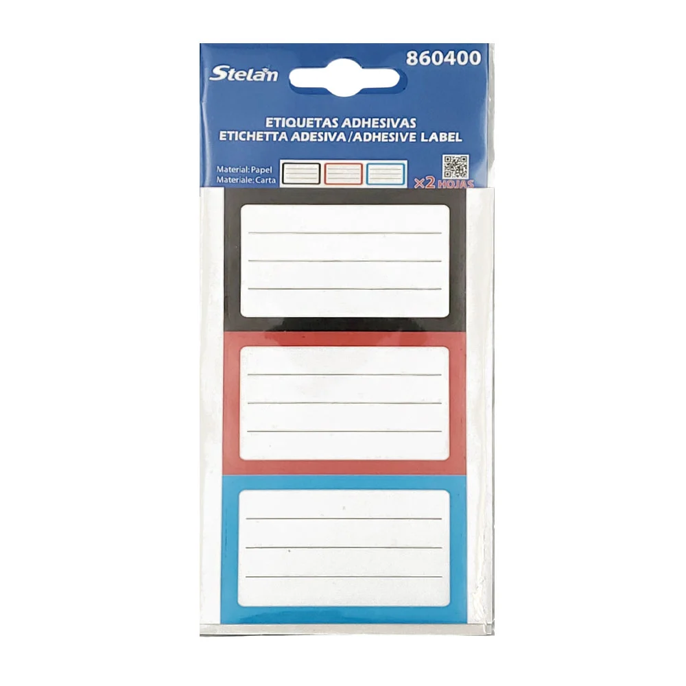 Blister de papelería con 2 hojas de etiquetas adhesivas pequeñas, variedad de colores / stelan / adhesive label
