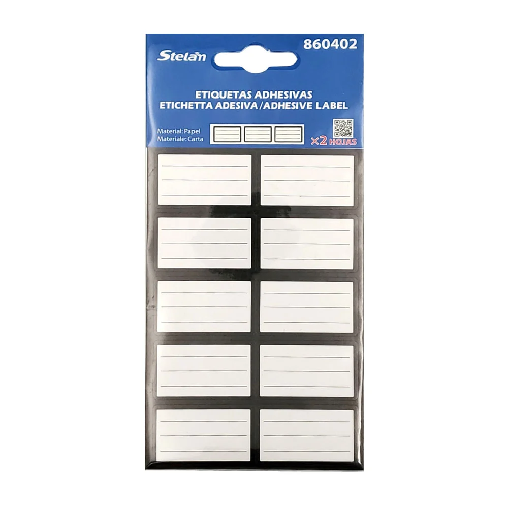 Blister de papelería con 2 hojas de 20 mini etiquetas adhesivas, variedad de colores / stelan / adhesive label