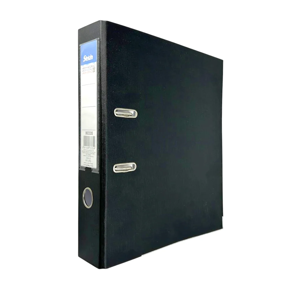 Carpeta archivador stelan en color negro para guardar documentos, 28.5x35x7.5cm / 863335