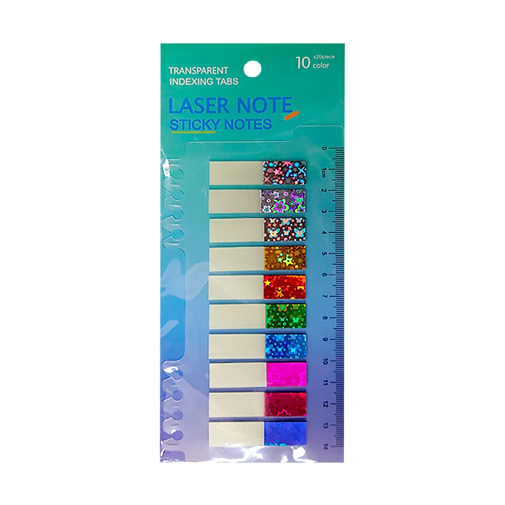 Blíster 10 post it tipo separadores de 44x11mm con diseño holográfico para hojas / sticky notes