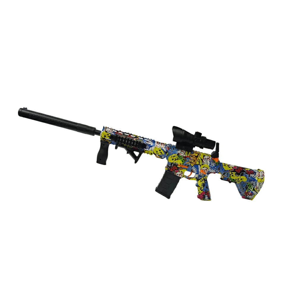 Pistola / rifle m416 recargable lanza bolitas de hidrogel con diseño de graffiti / 8801b