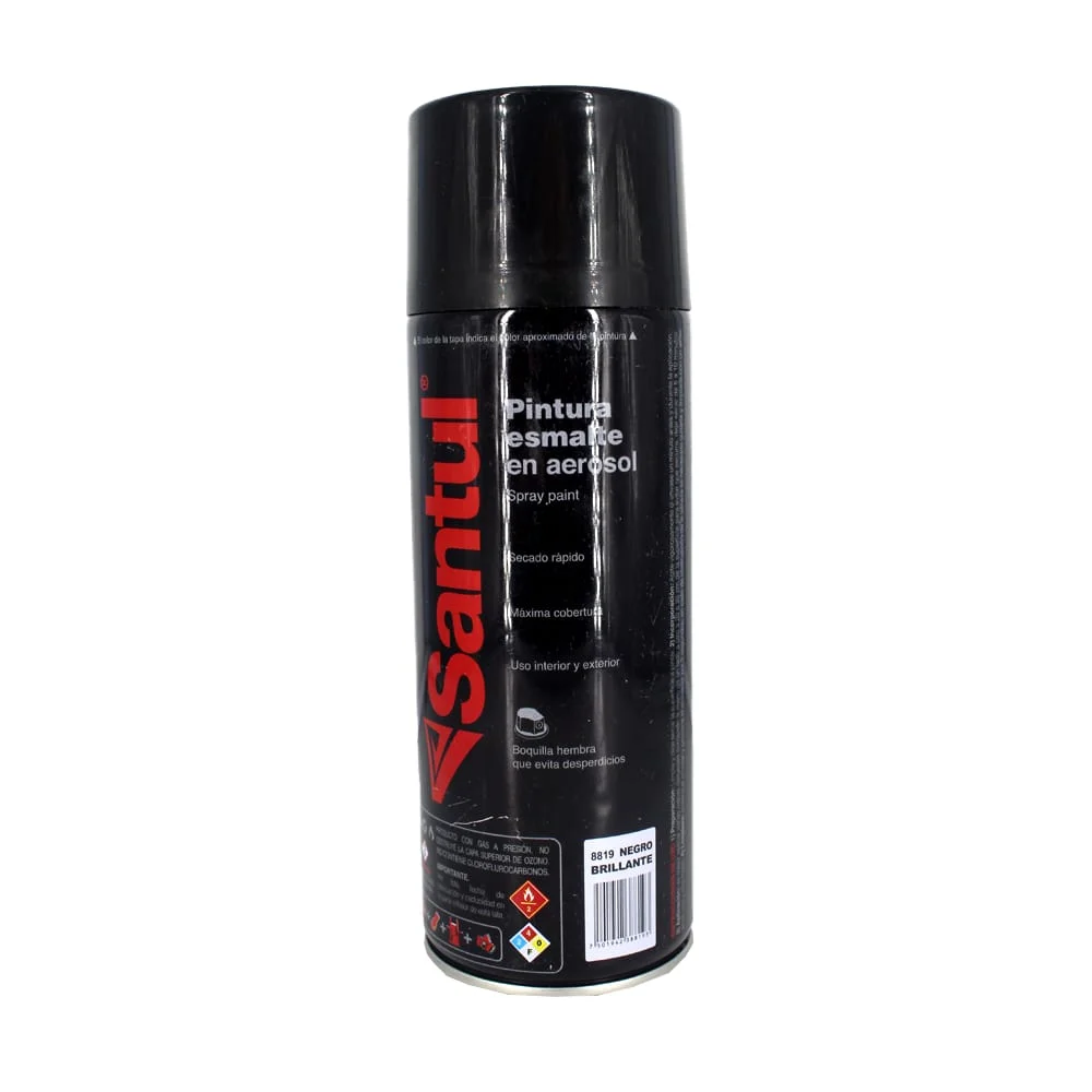 Pintura esmalte en aerosol santul color negro brillante de 300ml / 8819