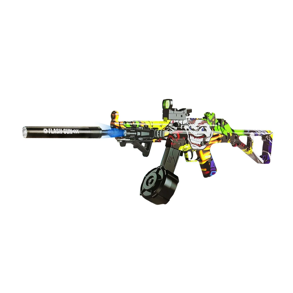 Pistola fusil de juguete ump45 de hidrogel 7-8mm eléctrica con tambor lanza bolitas de hidrogel, diseño de payaso / 8826-1dg