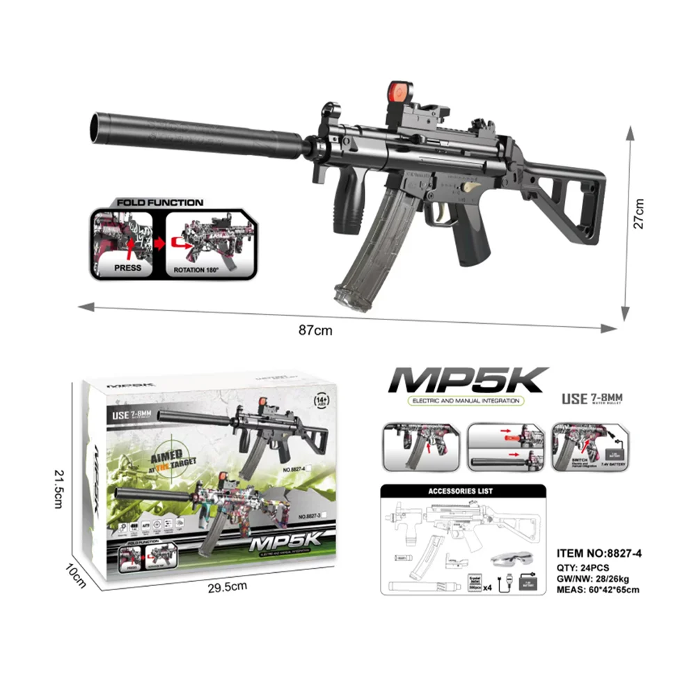Pistola de hidrogel tipo mp5k con acceso...