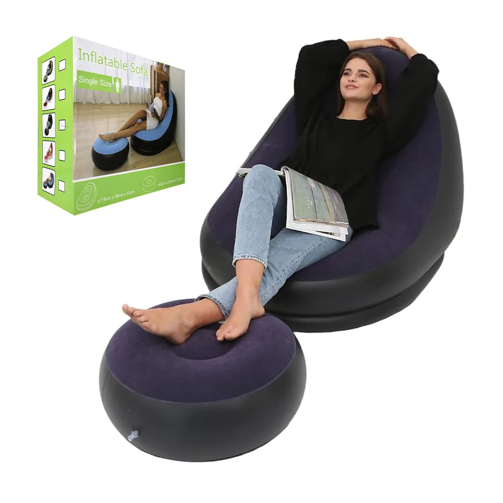 Sillón inflable con reposapiés sin diseño, variedad de colores / inflatable sofa / lu6116