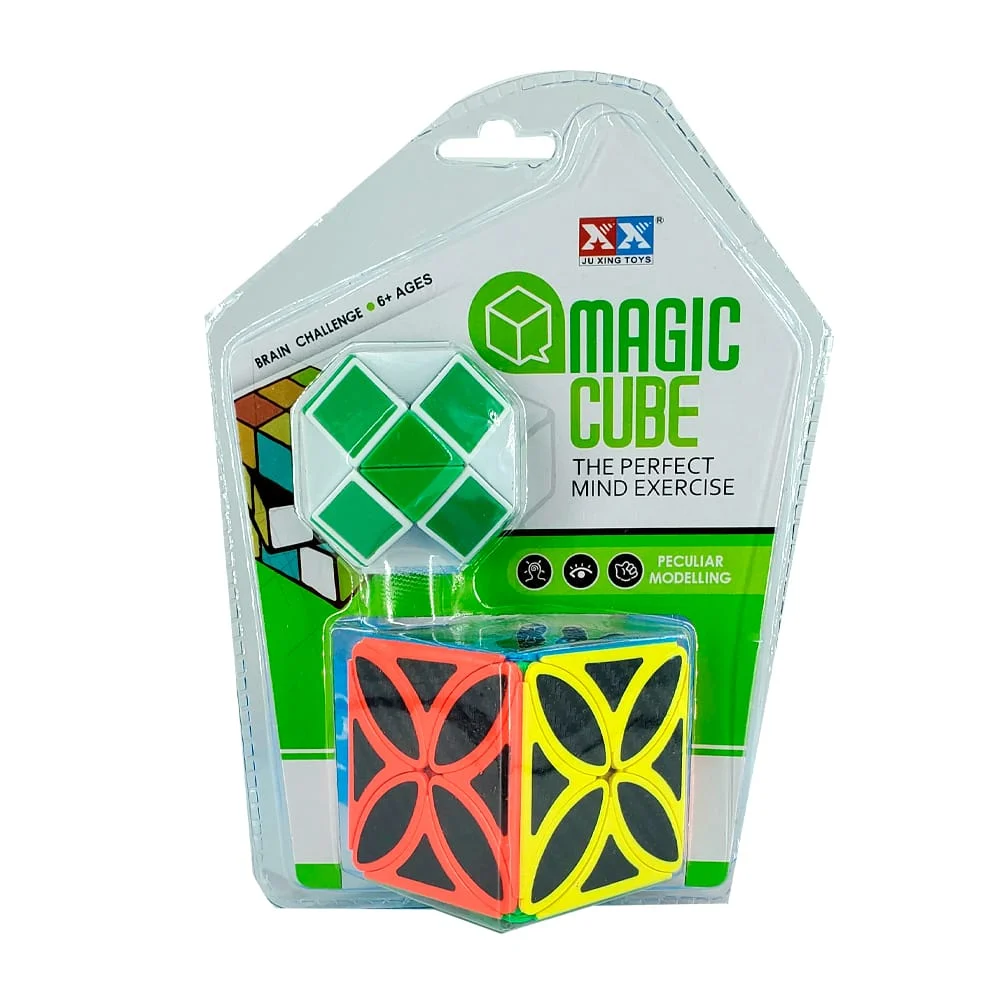 Blíster cubo mágico rubik curvy con bordes de colores + serpiente rubik / magic cube / 8901b-3
