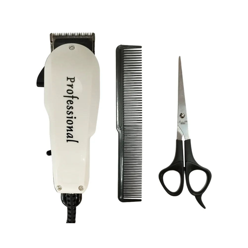 Máquina rasuradora alámbrica con 4 peinetas intercambiables, tijeras y peine hair clipper / 8918