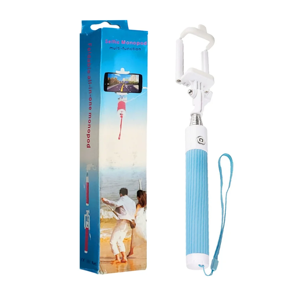 Selfie stick con conector auxiliar, botón para toma de fotos alcance de 75 cm, variedad de colores / selfie monopod / ph039 / foldable all in one monopod
