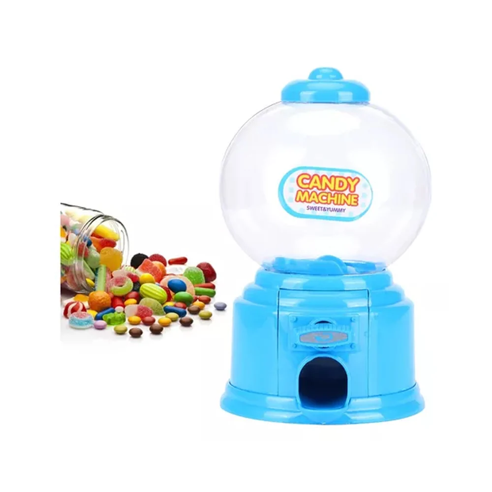 Mini maquina dispensadora de dulces / chiclera de plástico 15cm, variedad de colores / 90154