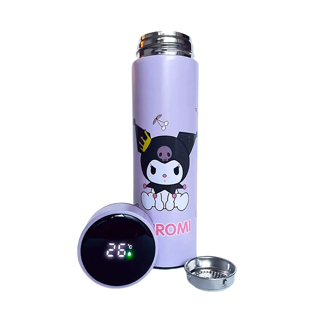 Vaso termo de acero inoxidable con capacidad de 500ml medidor digital de temperatura + estampado de los personajes de sanrio kitty y sus amigos, variedad de modelos / smart cup / 24-termo-032 / 90446
