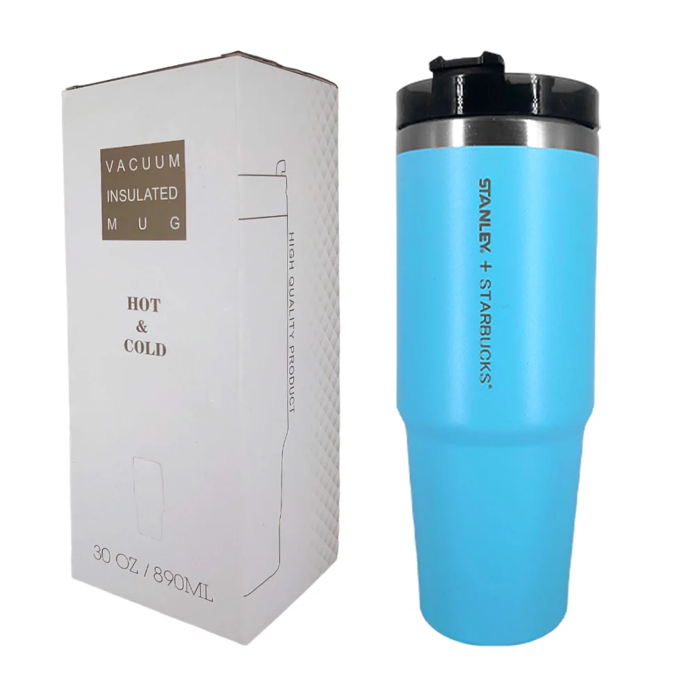 Vaso termo de acero inoxidable liso con frase grabada y popote 30oz, variedad de colores / vacuum insulated mug