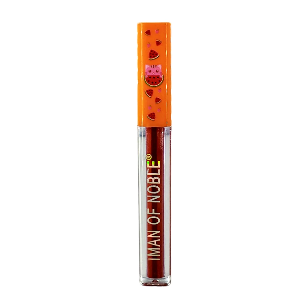 Lip gloss en tono mate con tapadera + diseño de animales y sandias, variedad de tonos / iman of noble