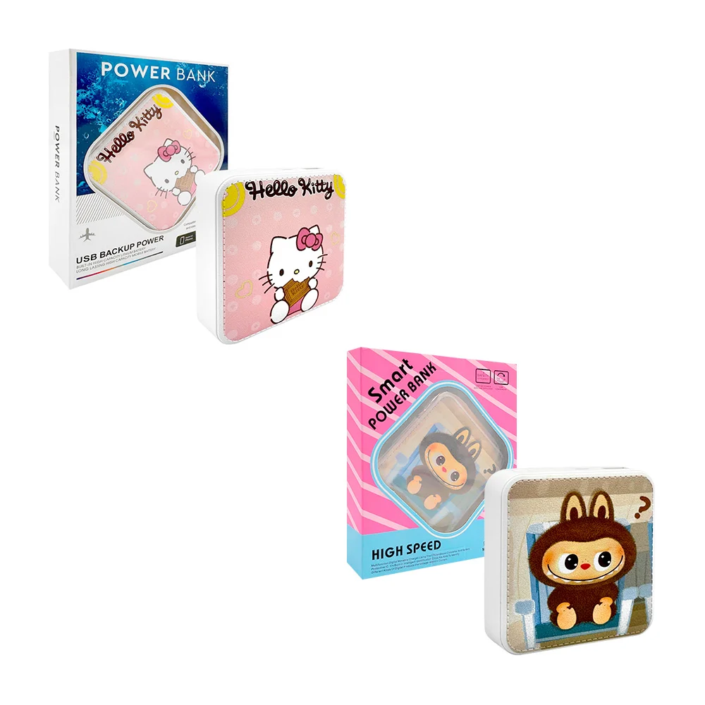Power bank portátil con diseño de personajes animados, capacidad para 20000 mah con puerto de carga usb y v8, variedad de diseños / 90688 / batería portátil cuadrada / 90637 / 90699