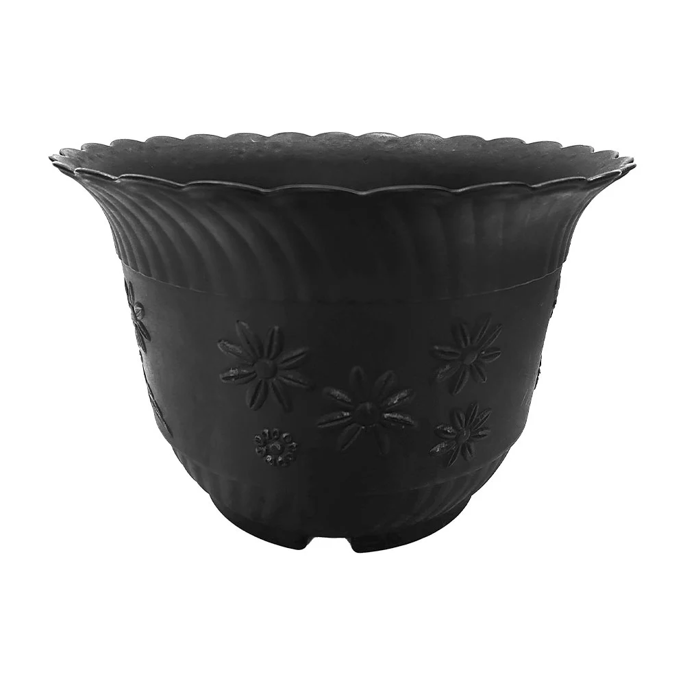 1pza Maceta margarita de plástico, redonda, grande, con figuras en forma de flores, variedad de usos / articulos plasticos / maceta margarita / #5 negra