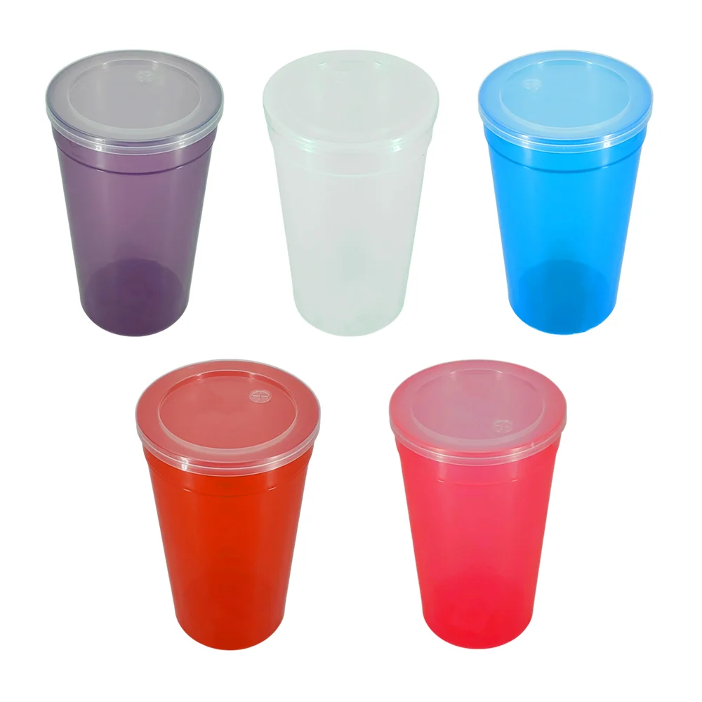 Vaso nova translúcido de 1 litro con tapa para popote transparente, variedad de colores / cosmo plastik