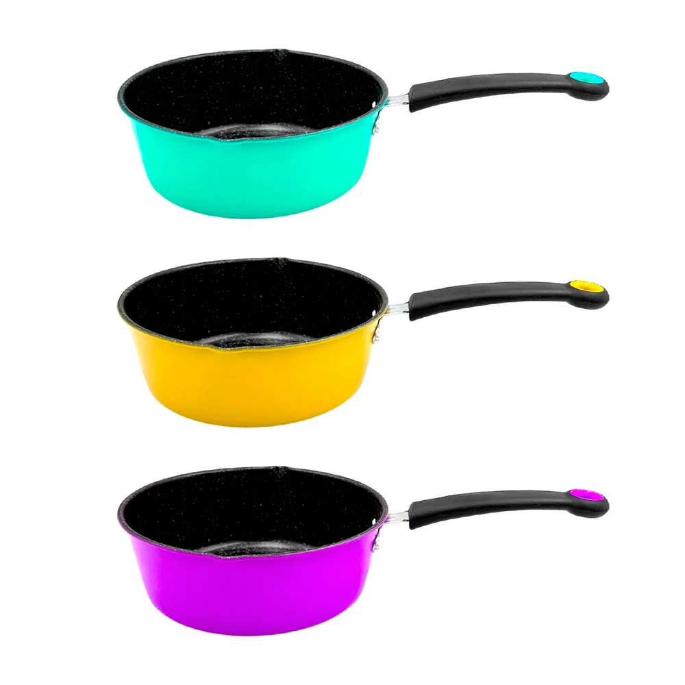 Sartén antiadherente hondo 17x6.5cm con mango de plástico, variedad de colores / meo lucy