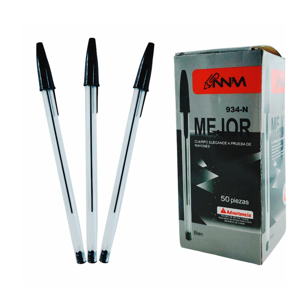 Caja con 50 plumas bolígrafos con tinta en color negro / nnm / mejor / 650154