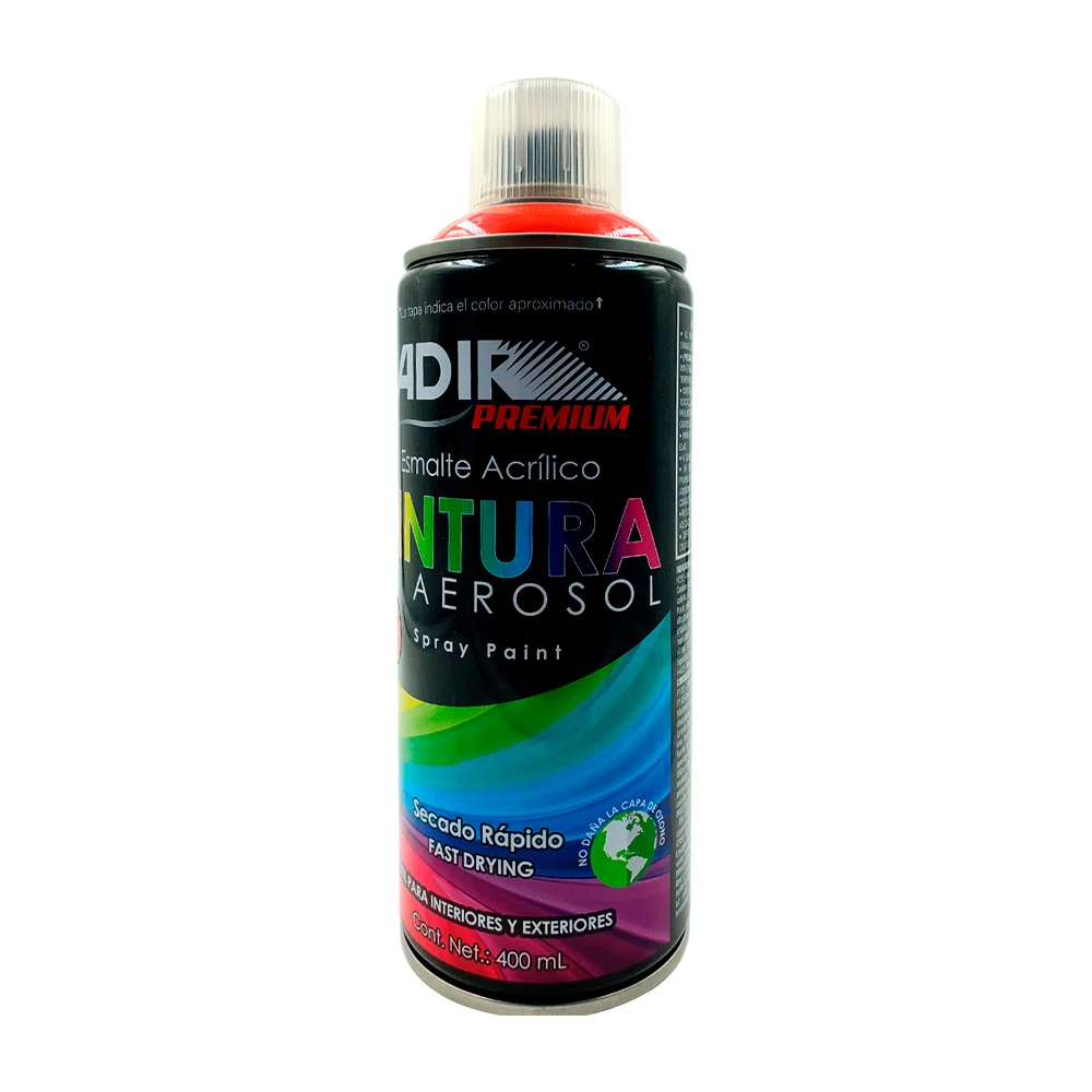 Pintura esmalte acrílico en aerosol color rojo intenso de secado rápido , 400ml / adir premium