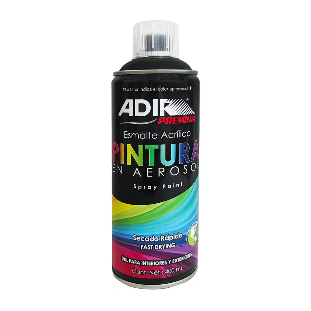 Pintura esmalte acrílico en aerosol transparente de secado rápido, 400ml / adir premium