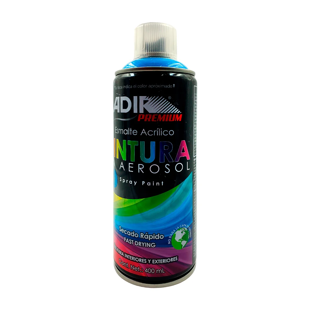 Pintura esmalte acrílico en aerosol color azul rey de secado rápido, 400ml / adir premium