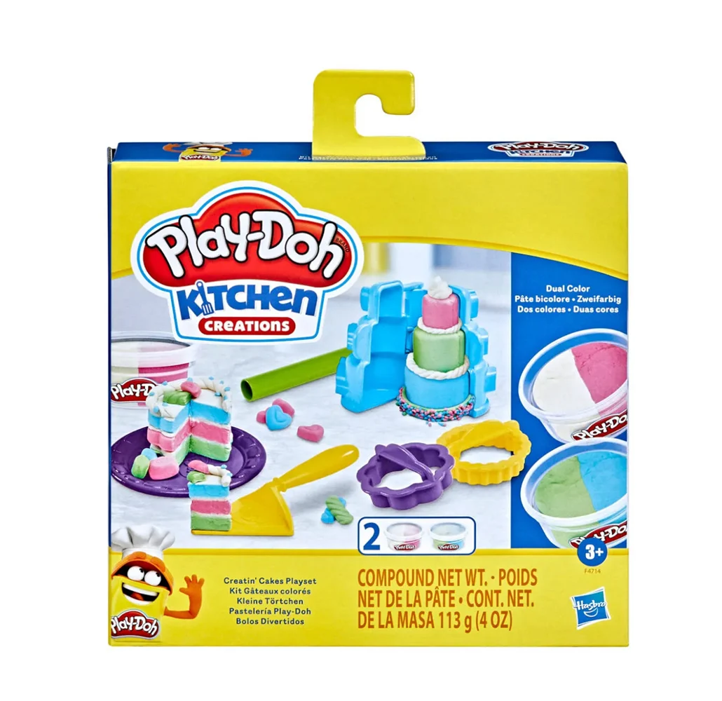 Juego de 2 masas bicolor play-doh + molde para hacer pastel y utensilios / kitchen creations / 972272