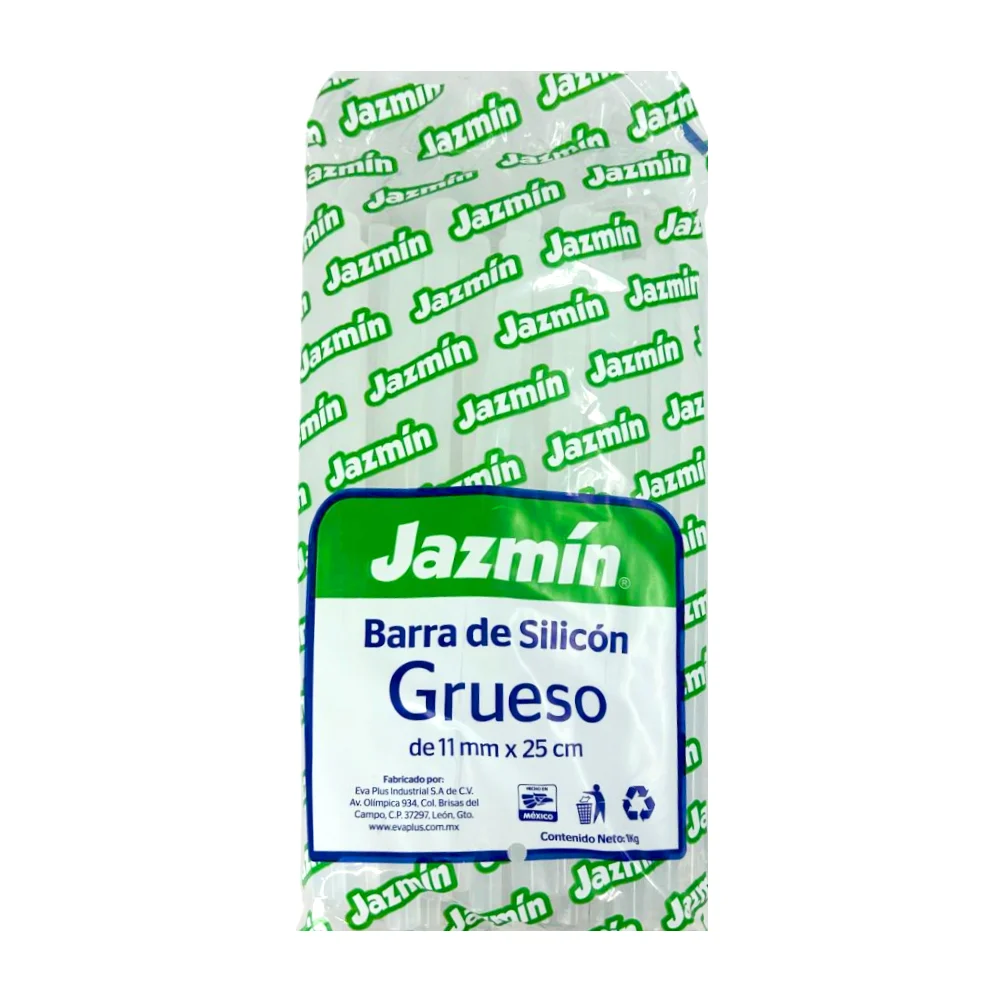 Paquete con 1 kilo de barras de silicón gruesas transparentes, 11mm x 25cm / jazmín