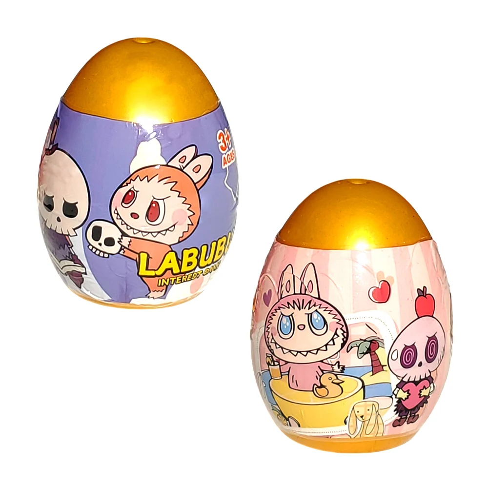 Huevo sorpresa con mini figura de labubu de plástico + stickers, variedad de colores / im labubu / 980-3a