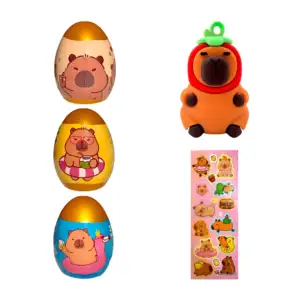 Huevo sorpresa con mini figura de capibara + stickers, variedad de mo…