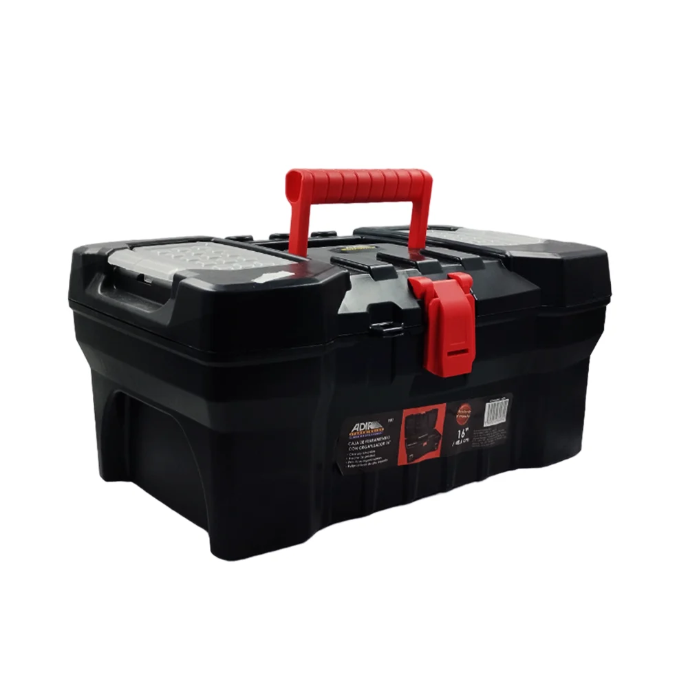 Caja grande de 16 pulgadas con 3 compartimentos y bandeja organizadora para herramientas / 981 / adir
