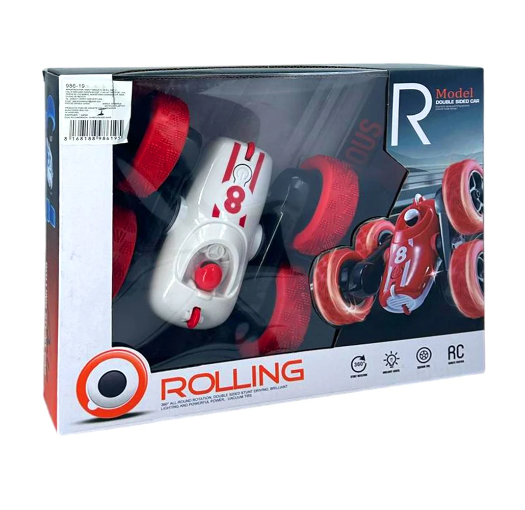 Carro rotativo 360° con diseño tipo bala + conductor y luz, variedad de colores / cool rolling double sided car