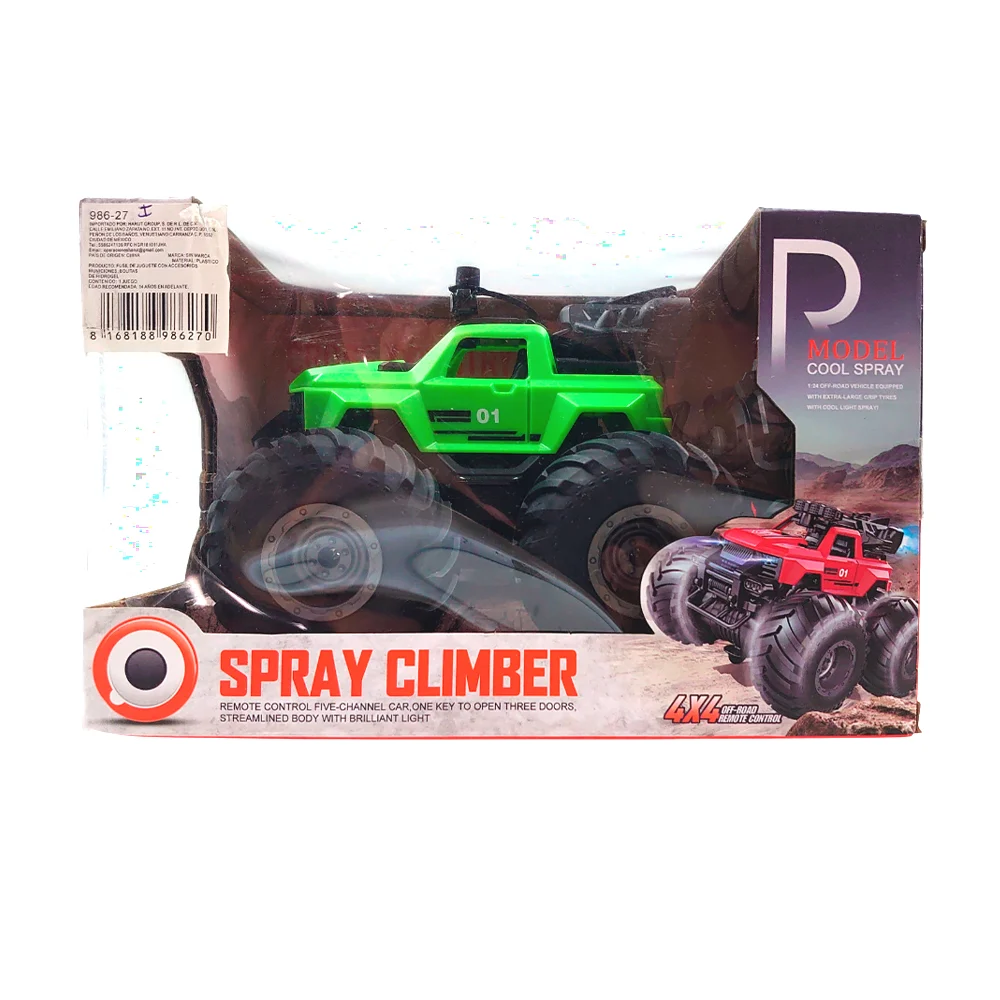 Carro todo terreno 4x4 + control remoto y lanzador de spray, variedad de colores / spray climber