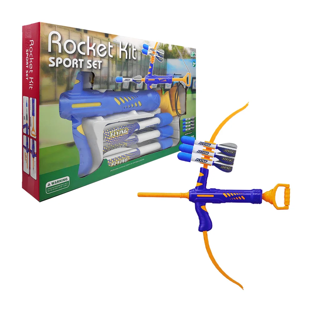 Set deportivo de tiro con arco lanzador de municiones + accesorios y 6 municiones / rocket kit sport set