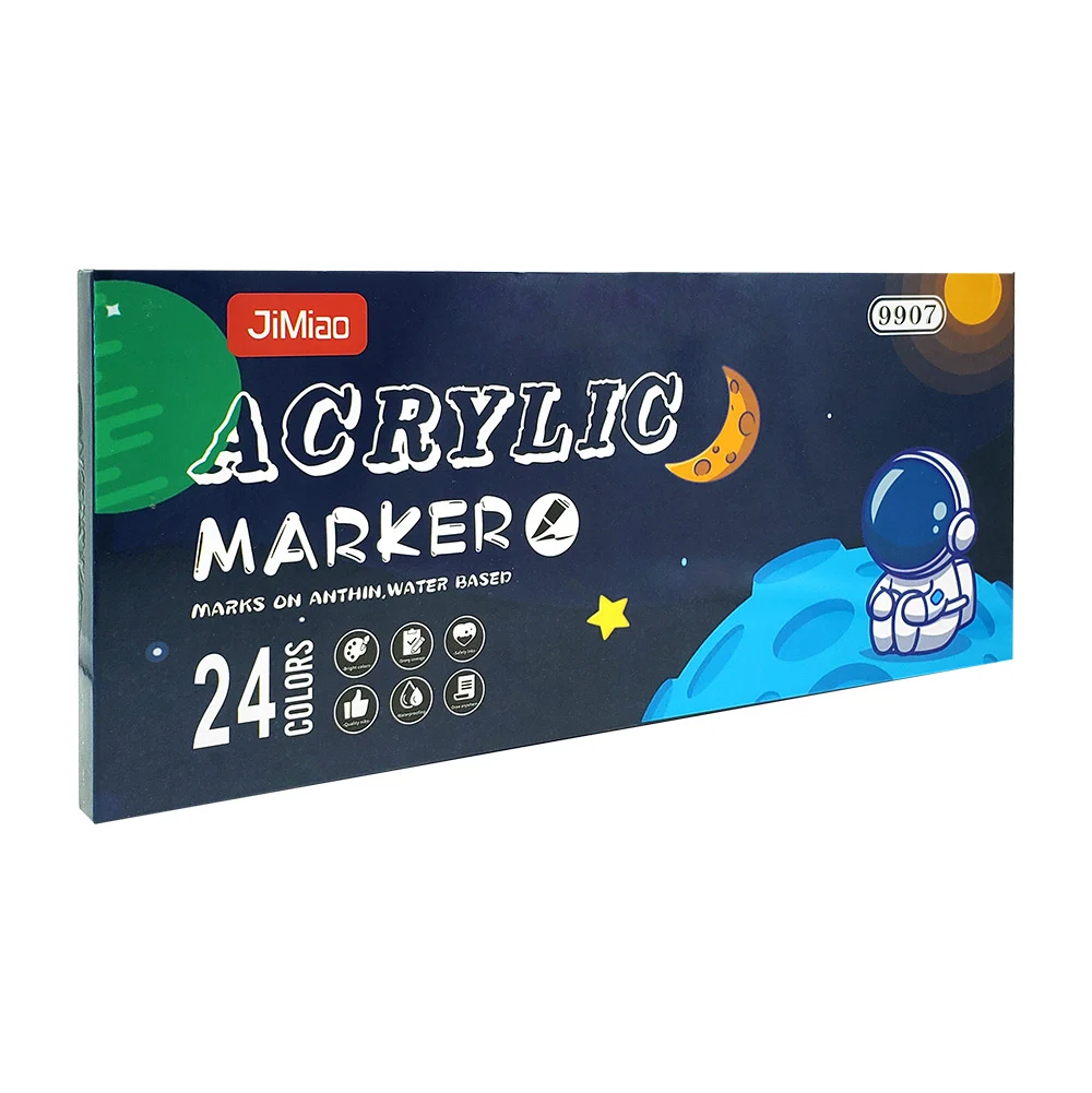 Caja con 24 marcadores plumones acrílicos de colores / jimiao acrylic marker / 9907