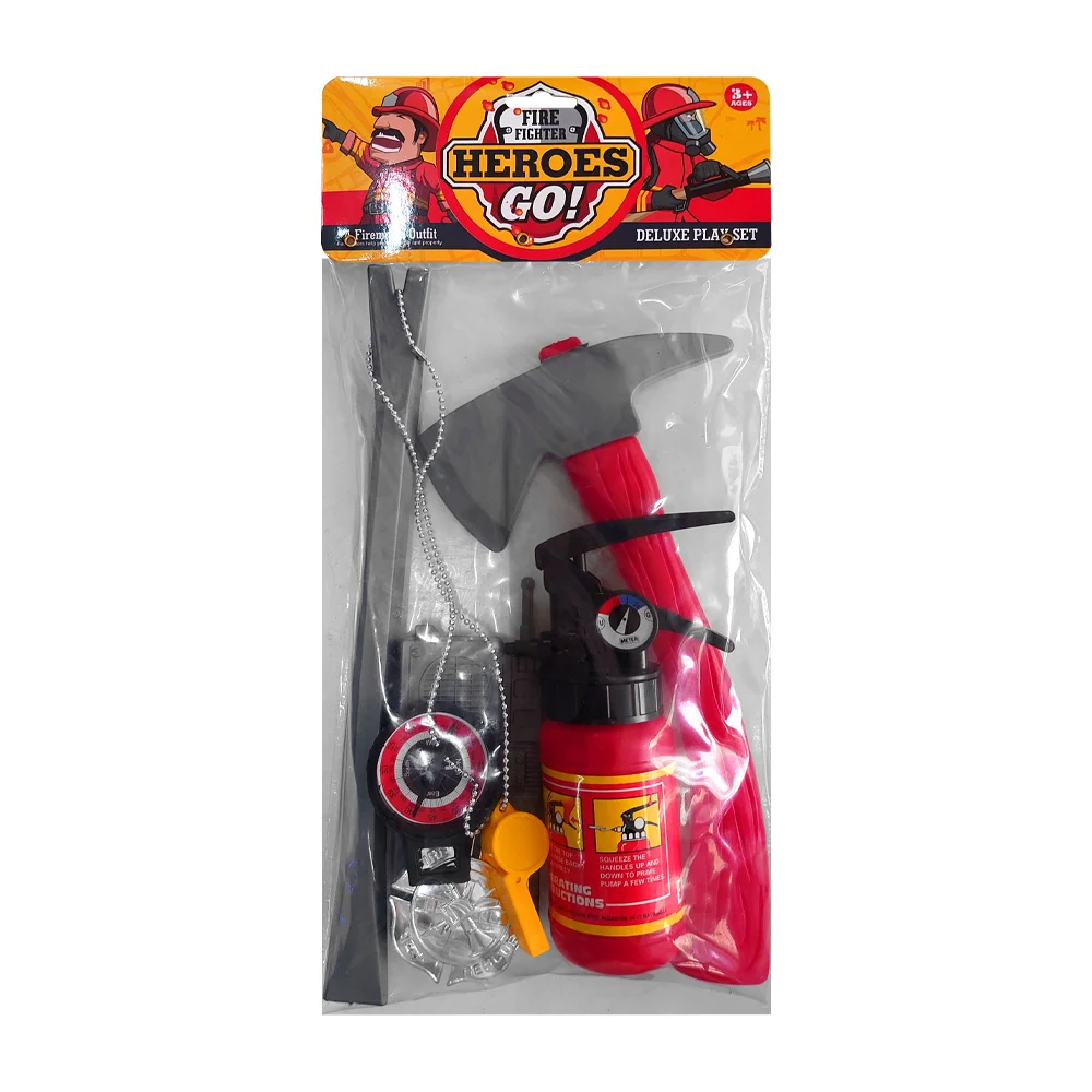 Paquete con accesorios de bombero para niño con extintor, hacha, placa y silbato, variedad de modelos / fire fighter