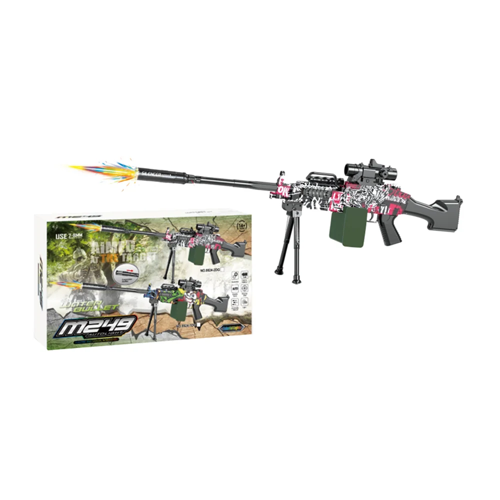 Pistola / rifle m249 recargable de hidrogel 7-8mm, diseño de grafiti / 9924-2dg