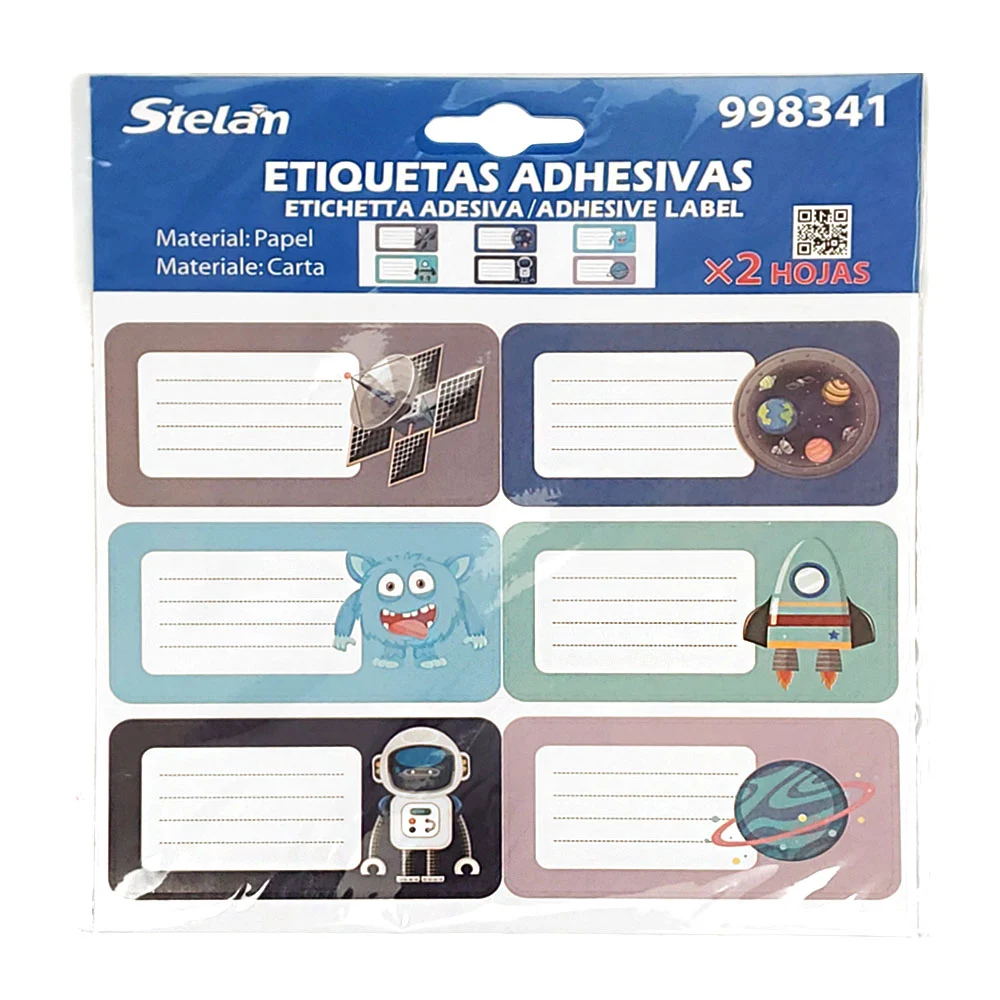Blister de papelería con etiquetas adhesivas de diseño animado, variedad de modelos / 998341 / adhesive label  / stelan