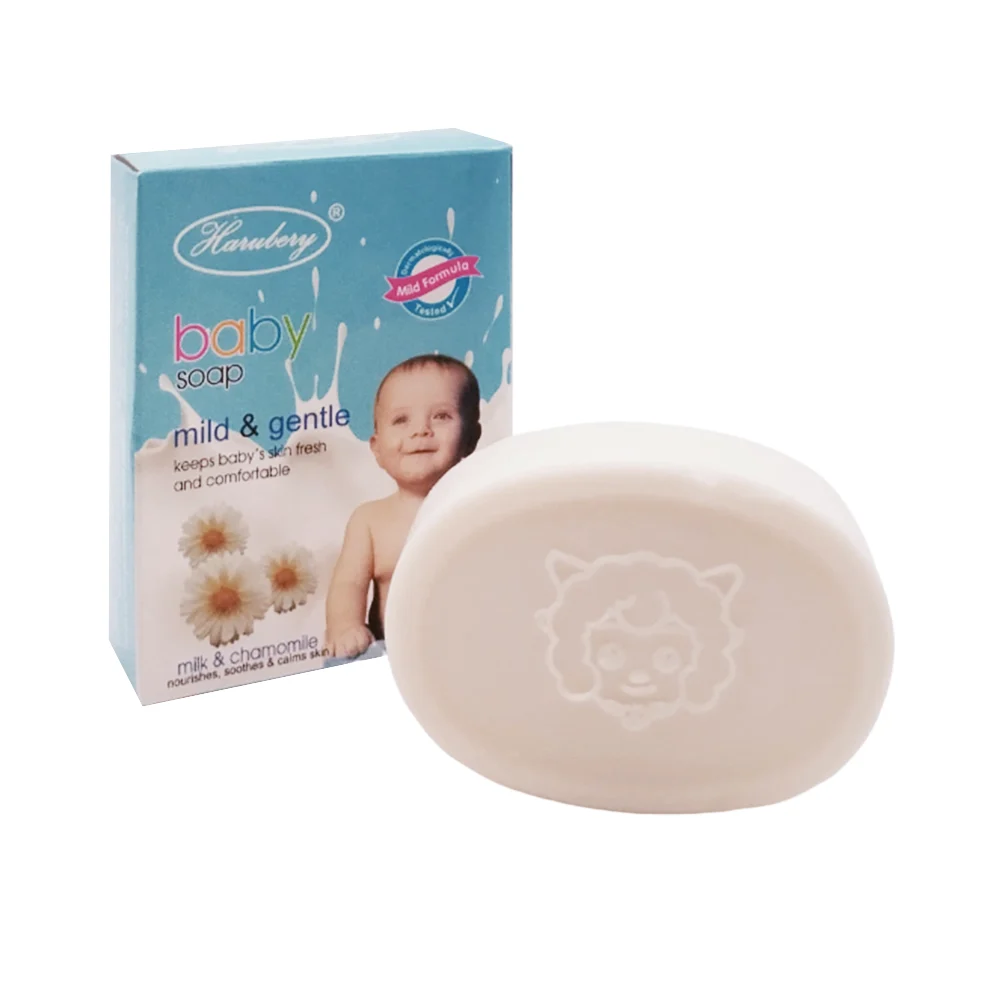 Jabón en barra con esencia de manzanilla y leche para bebé 80g / harubery