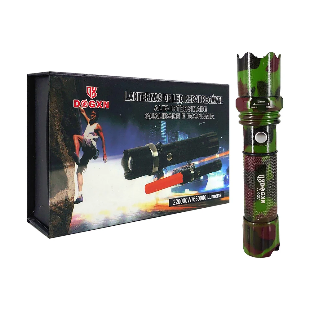 1pza Linterna táctica recargable de mano, con estampado militar, accesorios y modos de luz diferentes, variedad de usos / dogxn / a-02c / a-02b