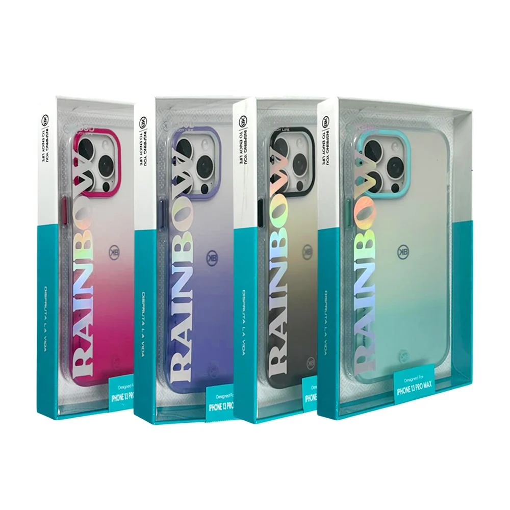 Funda bicolor para iphone 13 pro max, con detalles en colores y efecto degradado, variedad de colores / rainbow13