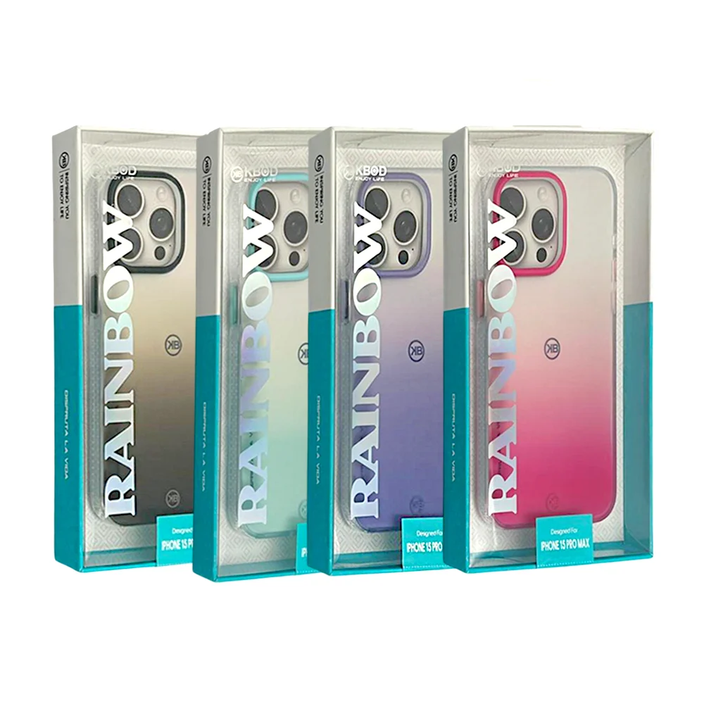 Funda bicolor para iphone 15 pro max, con detalles en colores y efecto degradado, variedad de colores / rainbow15pm