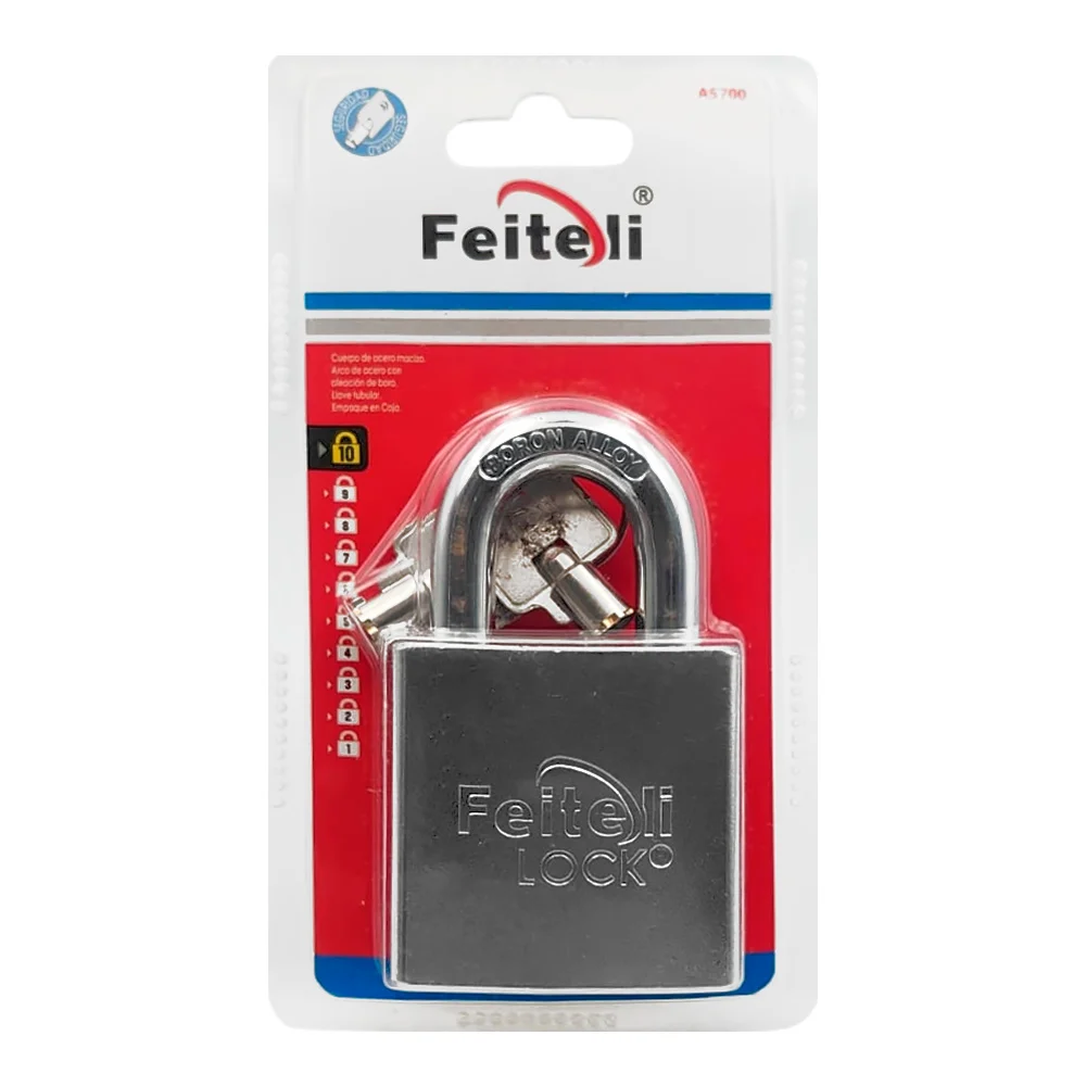 Candado de acero con arco corto anticorrosión, nivel de seguridad máximo + juego de llaves / candado feiteli / a5700