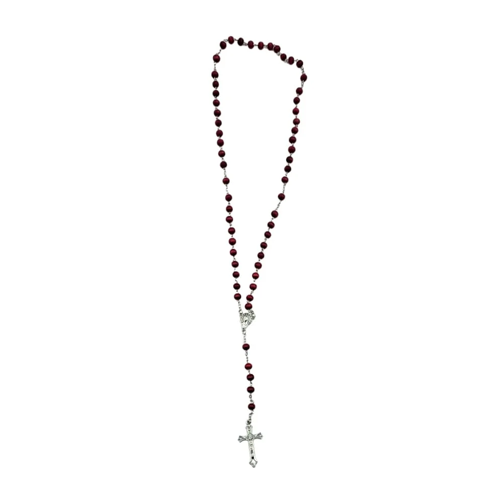 1pz de rosario de madera con imágen religiosa católica, variedad de colores / f072