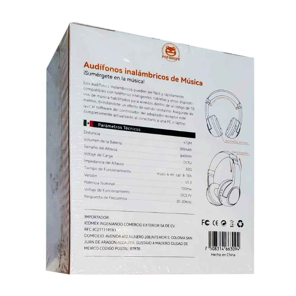 Audífonos diadema inalámbrica bluetooth con micrófono de alta definición, variedad de colores / ab101
