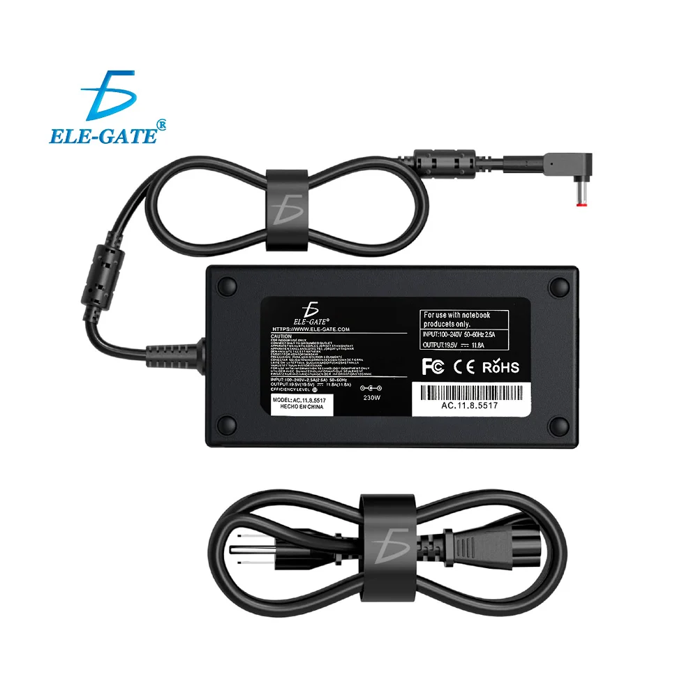 Cargador de punta roja compatible para laptop acer de 19.5v-11.8a, 5.5x1.7mm / ac.11.8.5517